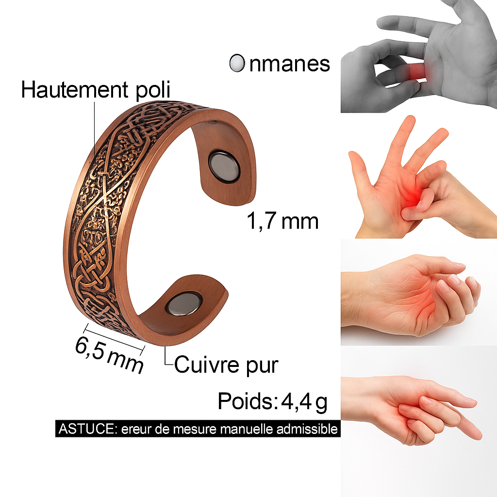 Bague Tibétaine Cuivre – Arbre de Vie & Énergie Magnétique