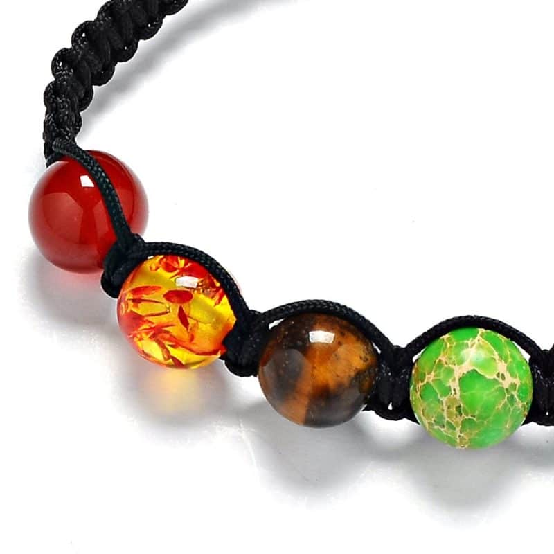 8mm Sept Couleurs Arc En Ciel 7 Chakra Bracelet Traitement Reiki Pierre Pri Re Quilibre Perles 1