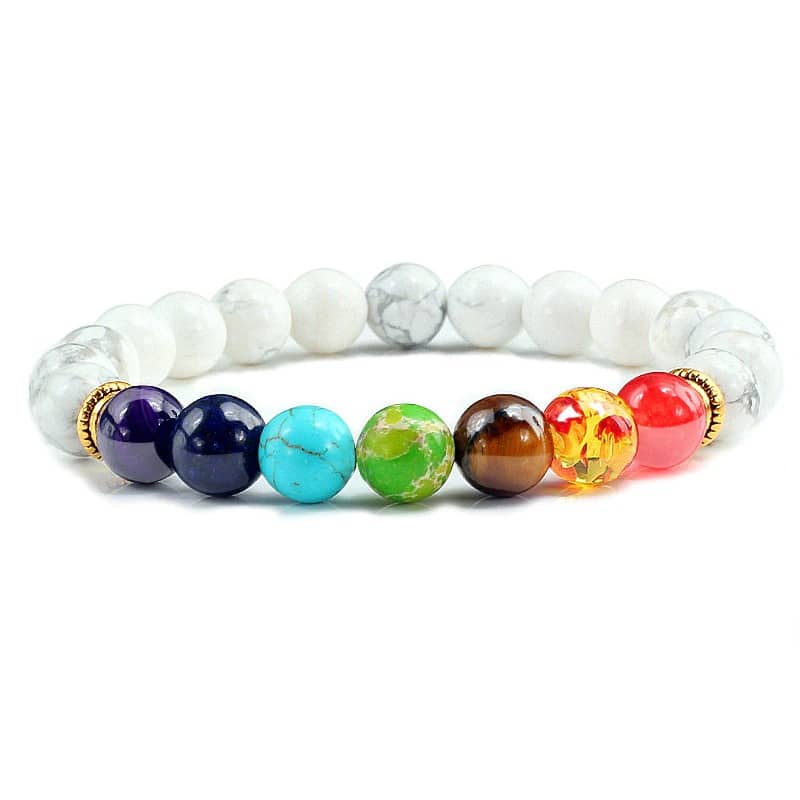 bracelet 7 chakras blanc