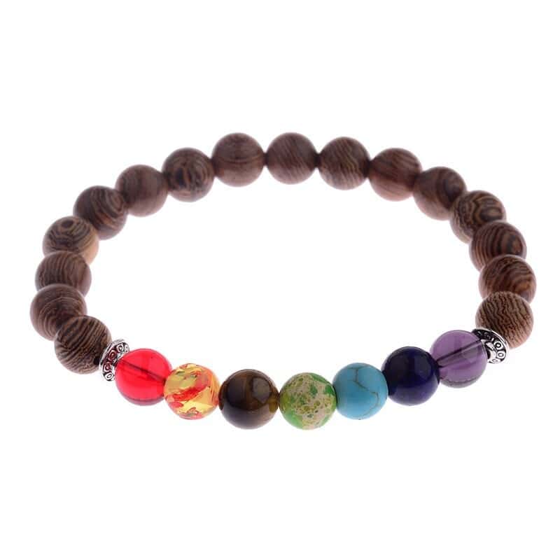 bracelet 7 chakras en bois