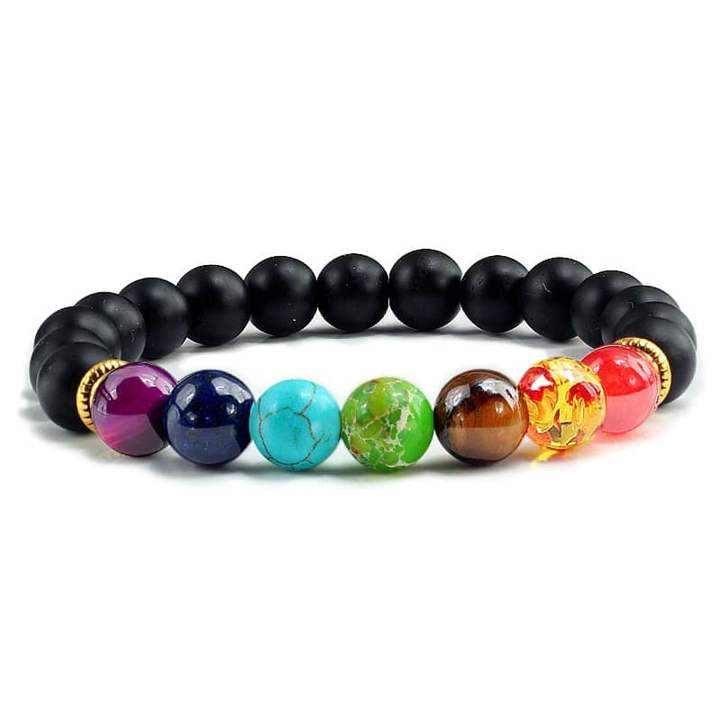 bracelet 7 chakras onyx noir