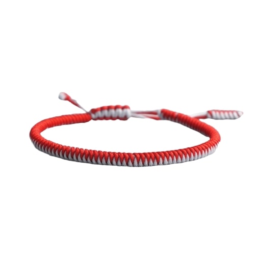 Bracelet De La Chance Tressé Bicolore Rouge