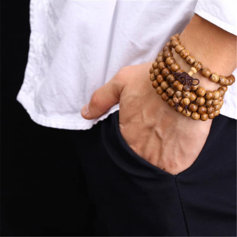 Bracelet Tibétain Homme Perle De Bois