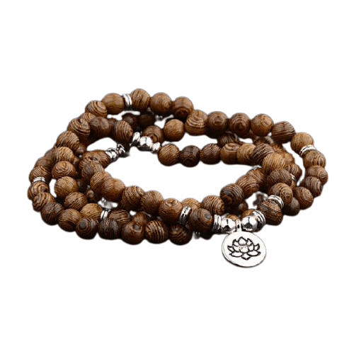 bracelet tibetain homme en bois lotus
