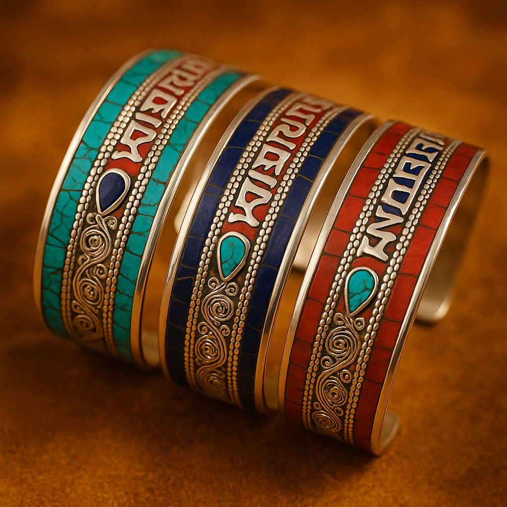 Bracelet Jonc Tibétain Mantra et OM – Alliage de Cuivre