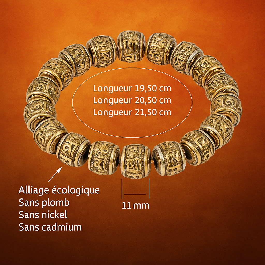 Bracelet tibétain bouddhiste en perles mantra Om