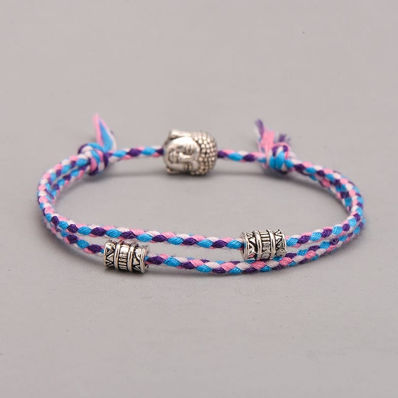 Ethnique Tib Tain Bouddha T Te Tiss E Amulette Multicolore Bracelets Bracelets Pour Femmes Hommes Fait 2