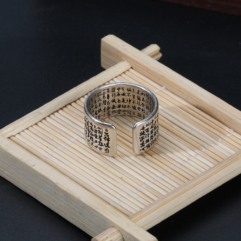 Bague Tibétaine Femme – Fleur de Lotus & Mantra OM en Cuivre Argenté