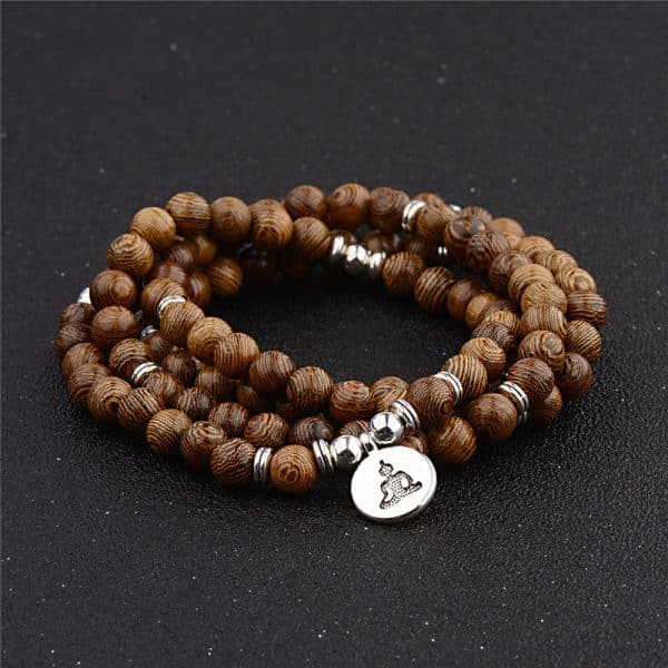 Multicouche 108 Perles De Bois Lotus Om Bracelet Tib Tain Bouddhiste Mala Bouddha Breloque Chapelet Bracelet 1