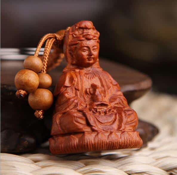 Nouvelle Offre Sp Ciale Bois Naturel Kuan Yin Pendentif Porte Cl S Pour Unisexe Meilleur Cadeau