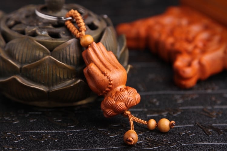 Porte Cl S En Bois De Palmier De P Che Lotus Bouddha Palmier Porte Cl S 1