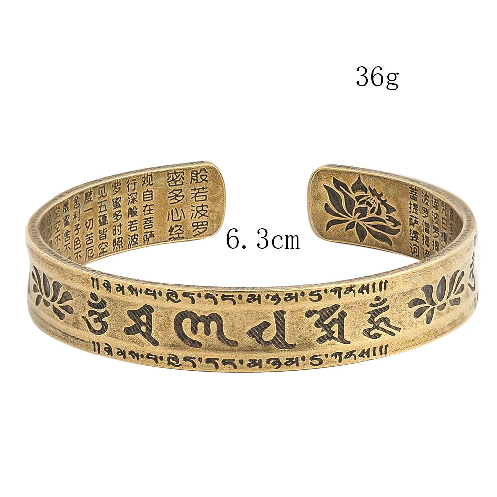 Bracelet tibétain bouddhiste en cuivre – mantra gravé