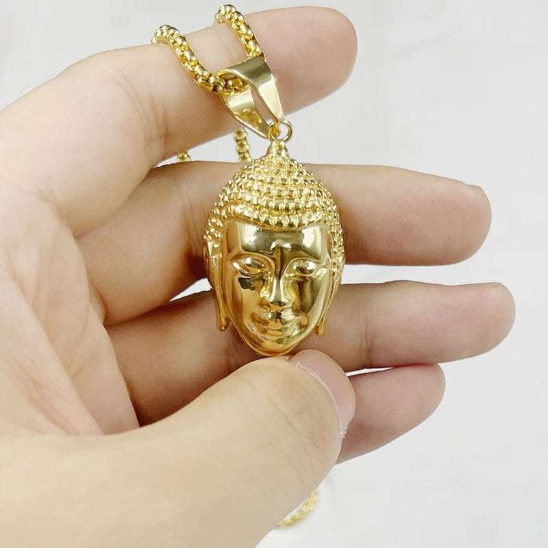 Illumination Dorée – Pendentif Tête de Bouddha plaqué or
