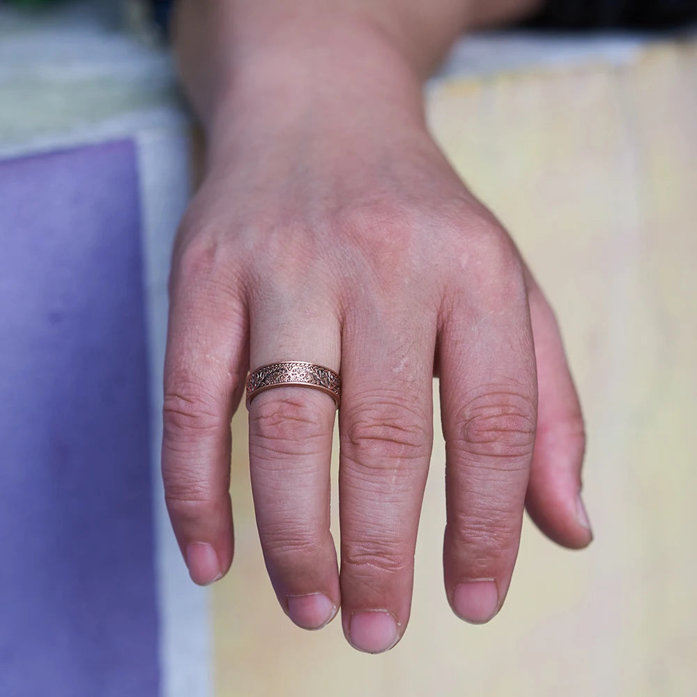 Bague Tibétaine Cuivre – Arbre de Vie & Énergie Magnétique