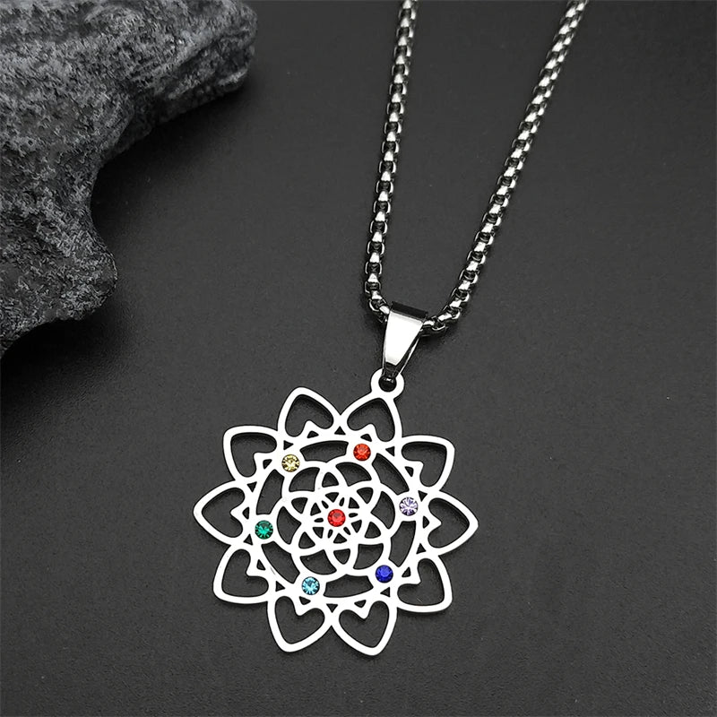 Collier 7 Chakras Fleur de Vie – Énergie et Harmonie