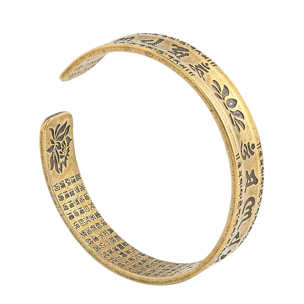 Bracelet tibétain bouddhiste en cuivre – mantra gravé