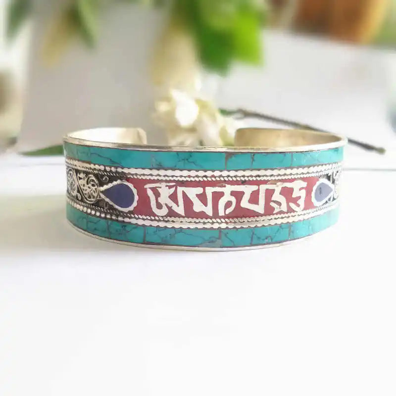 Bracelet Jonc Tibétain Mantra et OM – Alliage de Cuivre