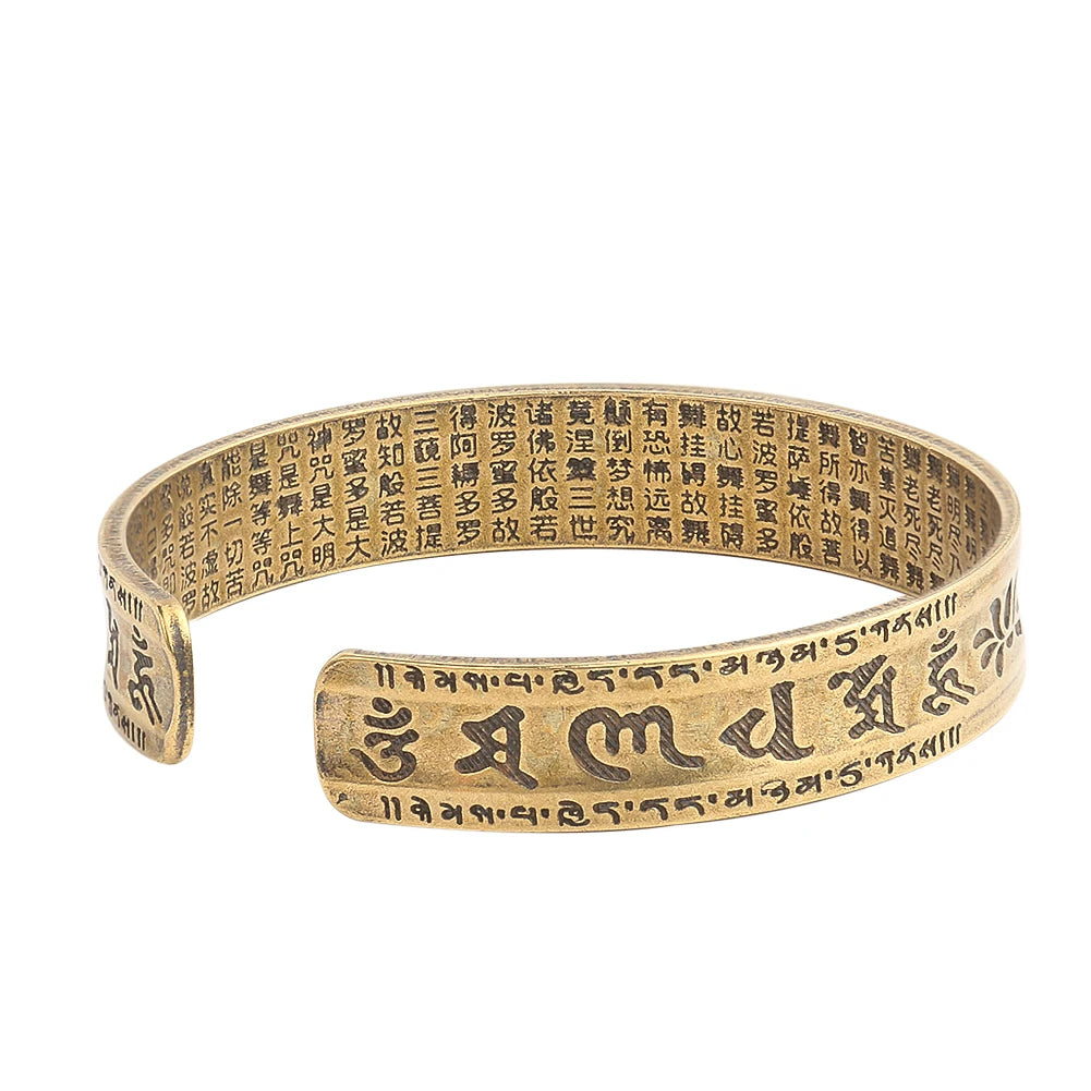 Bracelet tibétain bouddhiste en cuivre – mantra gravé