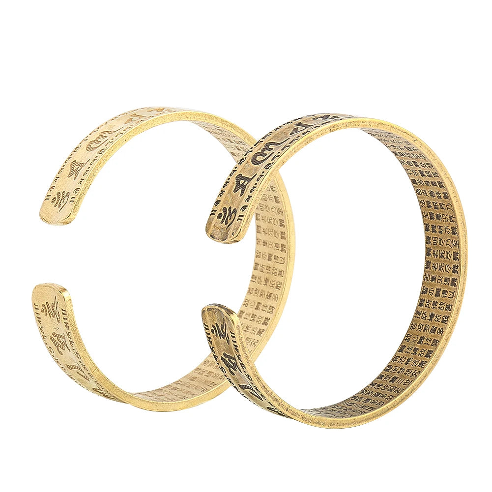 Bracelet tibétain bouddhiste en cuivre – mantra gravé