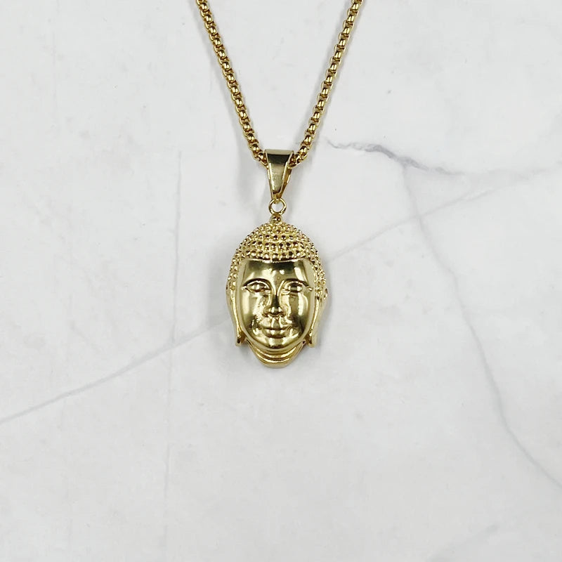 Illumination Dorée – Pendentif Tête de Bouddha plaqué or