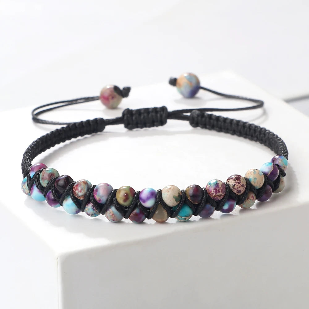 Bracelet Shamballa Tibétain – Pierre Naturelle Tressée