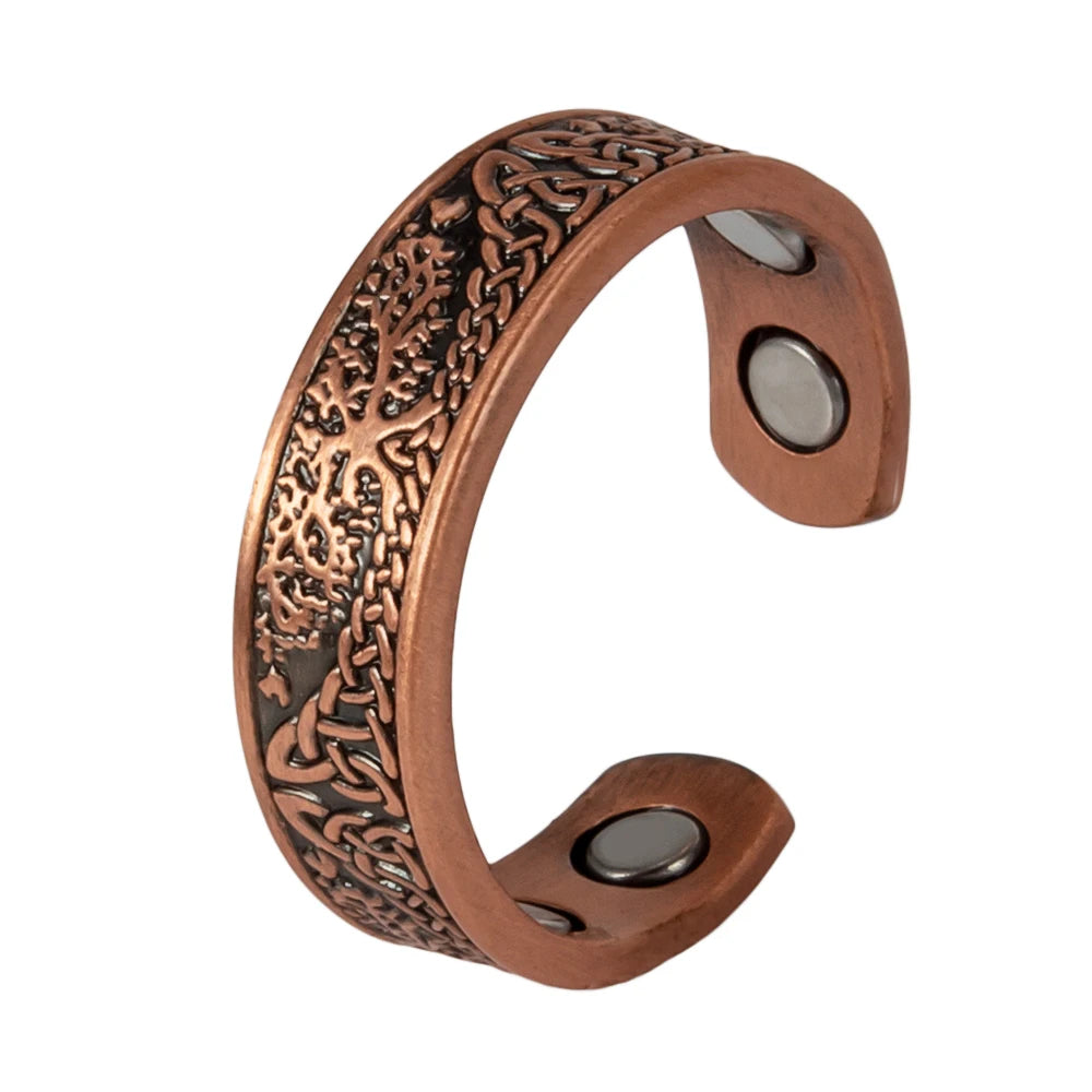 Bague Tibétaine Cuivre – Arbre de Vie & Énergie Magnétique