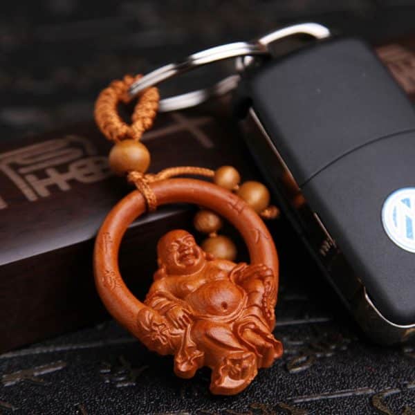 Vintage Main Gravure Acajou Gros Ventre Bouddha Bois Porte Cl S Porte Cl Porte Cl Chanceux 2