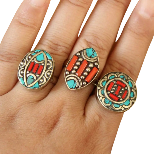 bague tibetaine turquoise