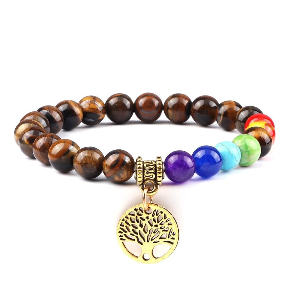 bracelet 7 chakras pendentif arbre de vie