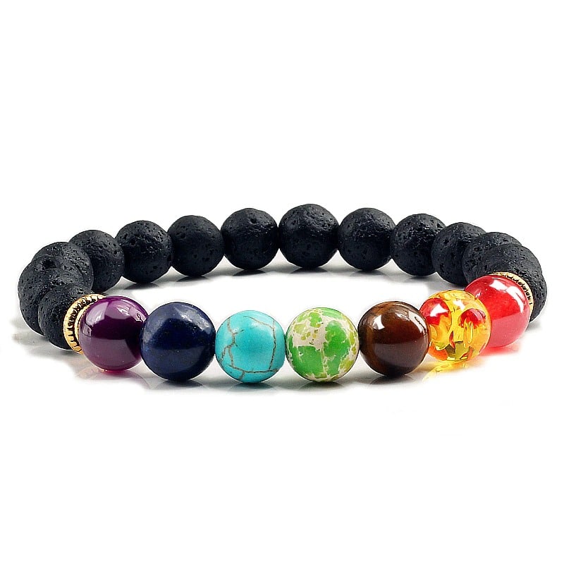 bracelet 7 chakras pierre de lave