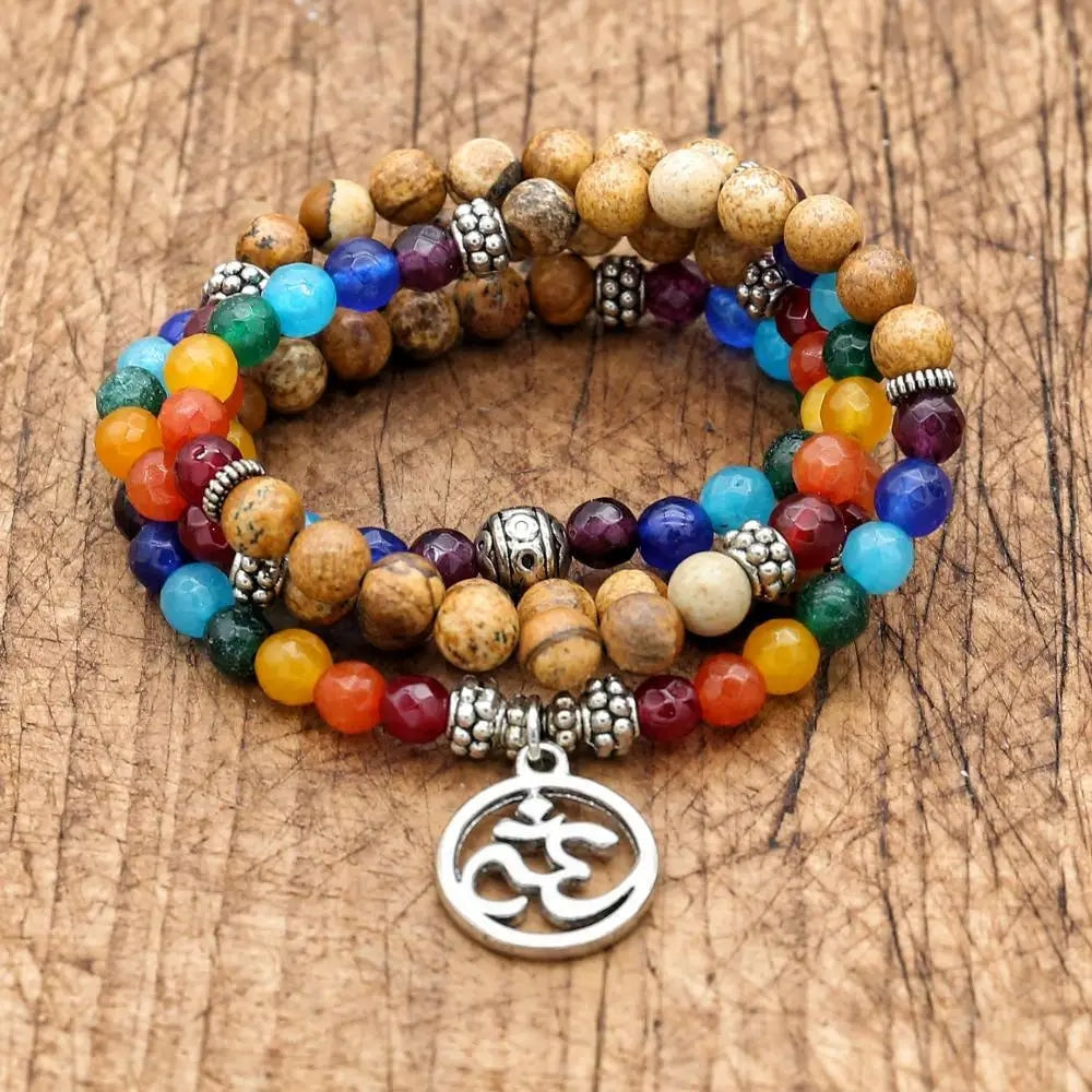 bracelet de perles œil de tigre 7 chakra mala