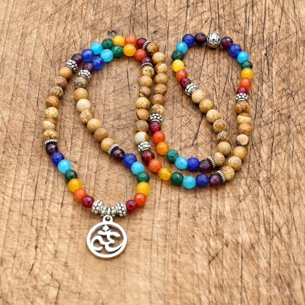 bracelet de perles œil de tigre 7 chakra mala