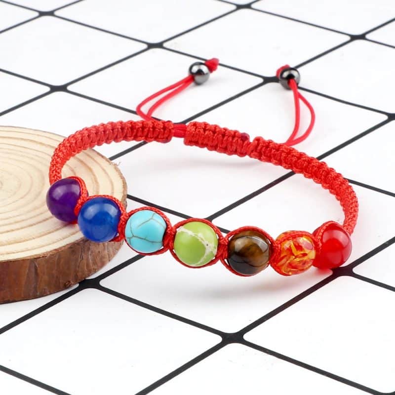 bracelet tibetain 7 chakras rouge