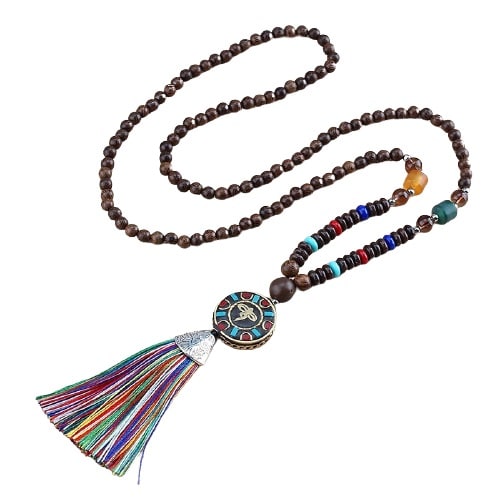 collier du tibet en bois