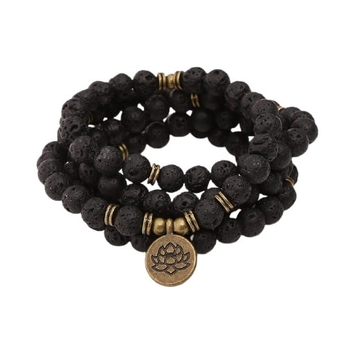 mala tibetain pierre de lave