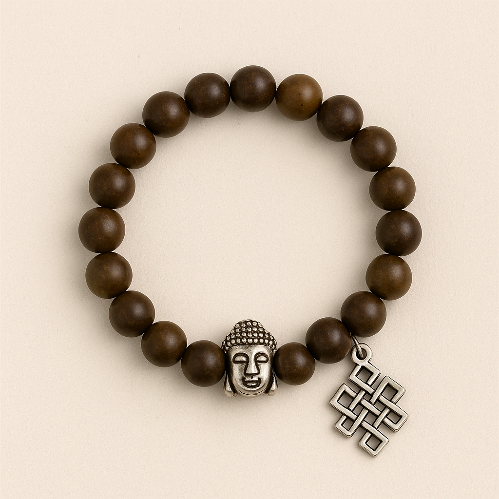 Bracelet Bouddha en perles noires et pendentif Bouddha – Esprit Tibet