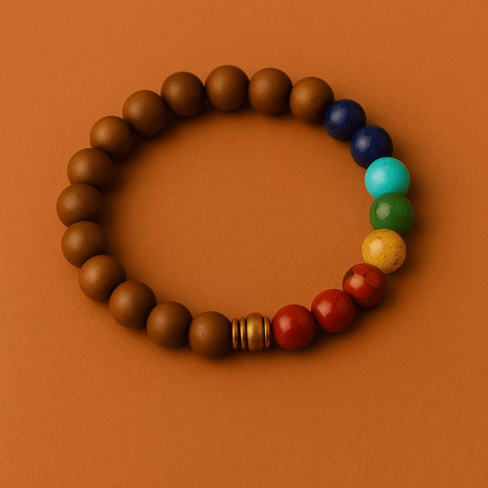 Bracelet 7 chakras en perles de bois – Esprit Tibet Image