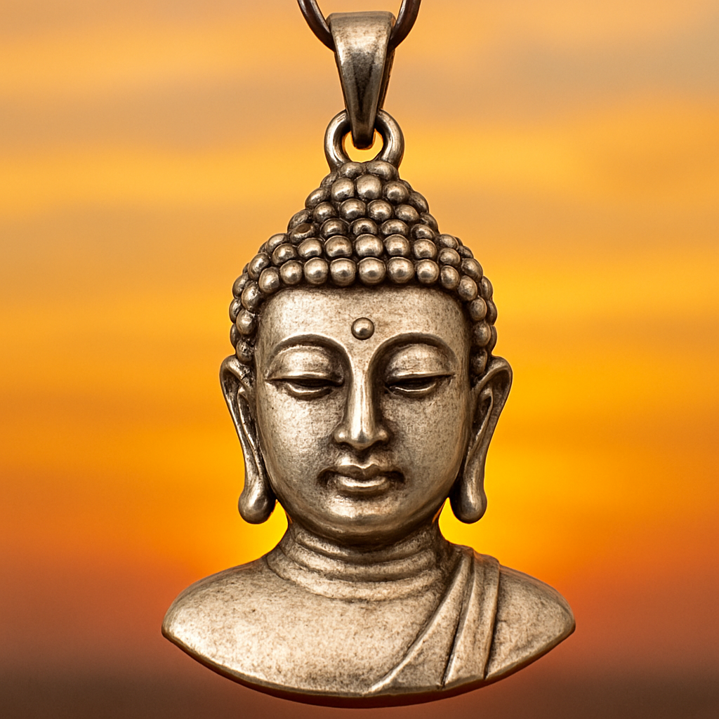 Pendentif Bouddha sur fond de coucher de soleil – Esprit Tibet Image