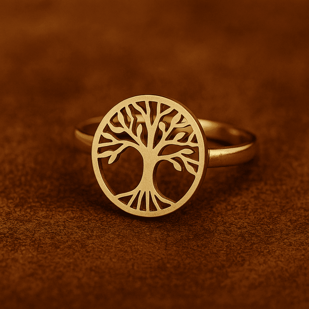 Bague dorée à médaillon Arbre de Vie, bijou Esprit Tibet Image