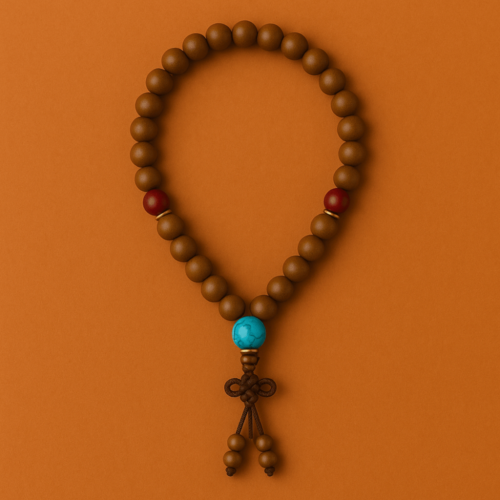 Collier tibétain en perles naturelles avec pendentif symbolique Image