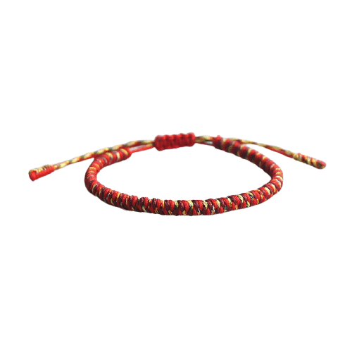 bracelet de la chance tressé rouge jaune 