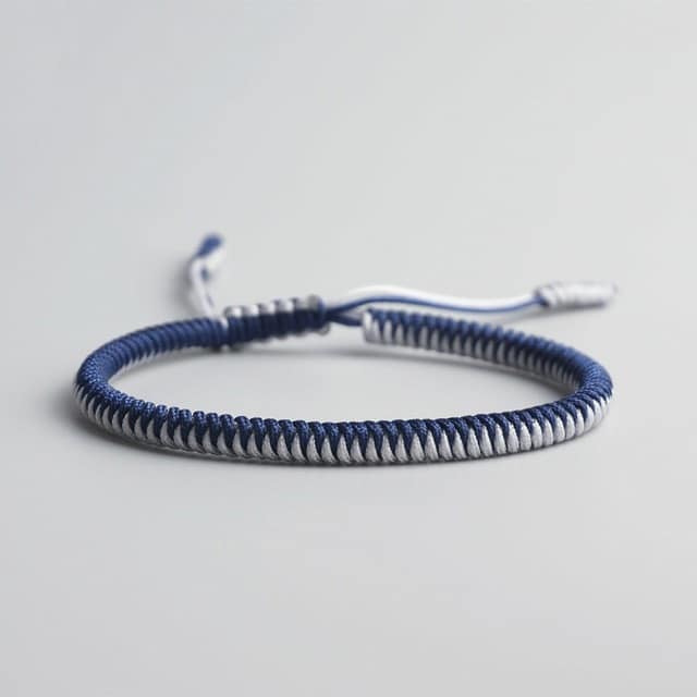 Bracelet De La Chance – Tressé Bicolore Bleu