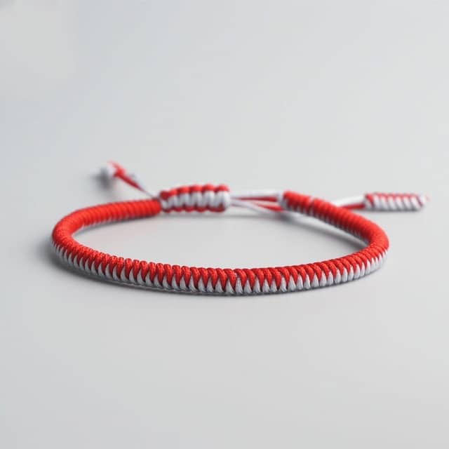 Bracelet De La Chance – Tressé Bicolore Rouge