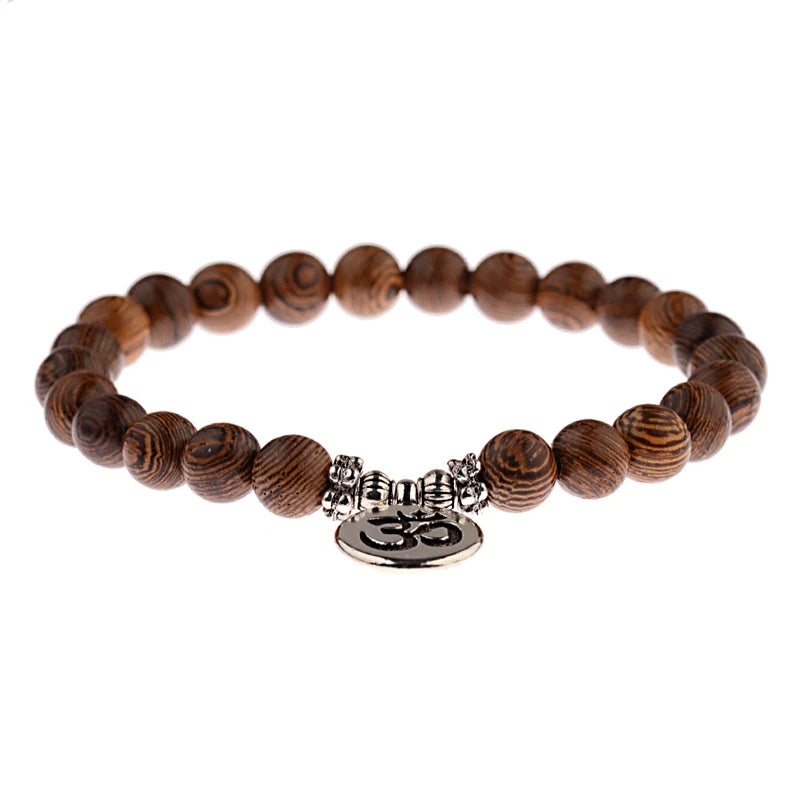 Bracelet Bouddha OM – Perles de Bois Sacré