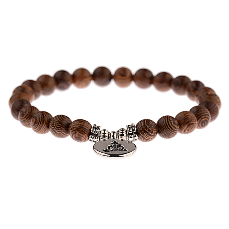 Bracelet Bouddha OM – Perles de Bois Sacré