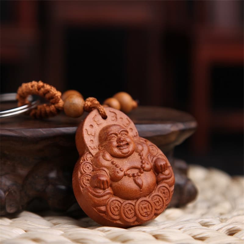 Nouveaut Bijoux Chanceux P Che Bois Sculpture Boucle Bouddha Pendentif Porte Cl S Pour Voiture Sac 1
