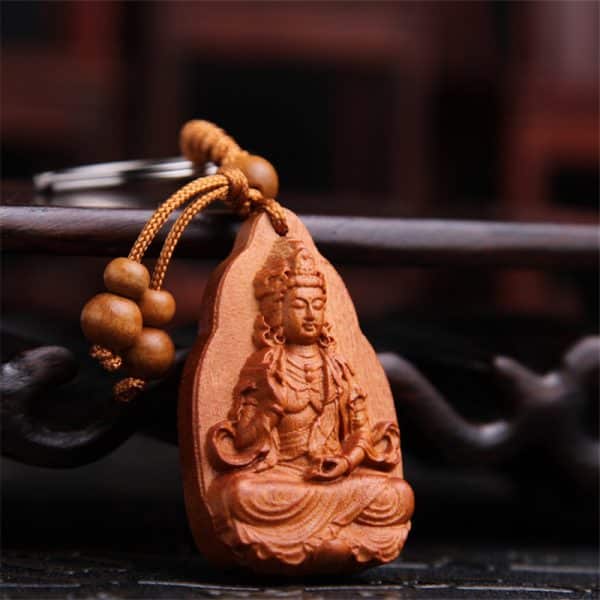Nouveaut Bijoux Chanceux P Che Bois Sculpture Boucle Bouddha Pendentif Porte Cl S Pour Voiture Sac 3
