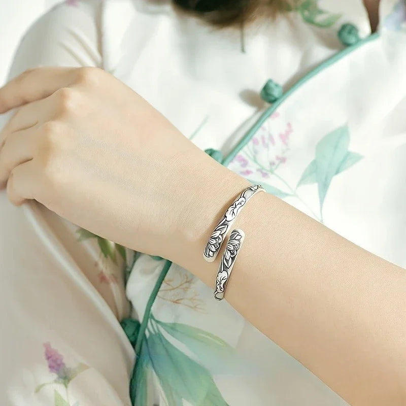 Bracelet tibétain bouddhiste – Jonc Lotus Mantra
