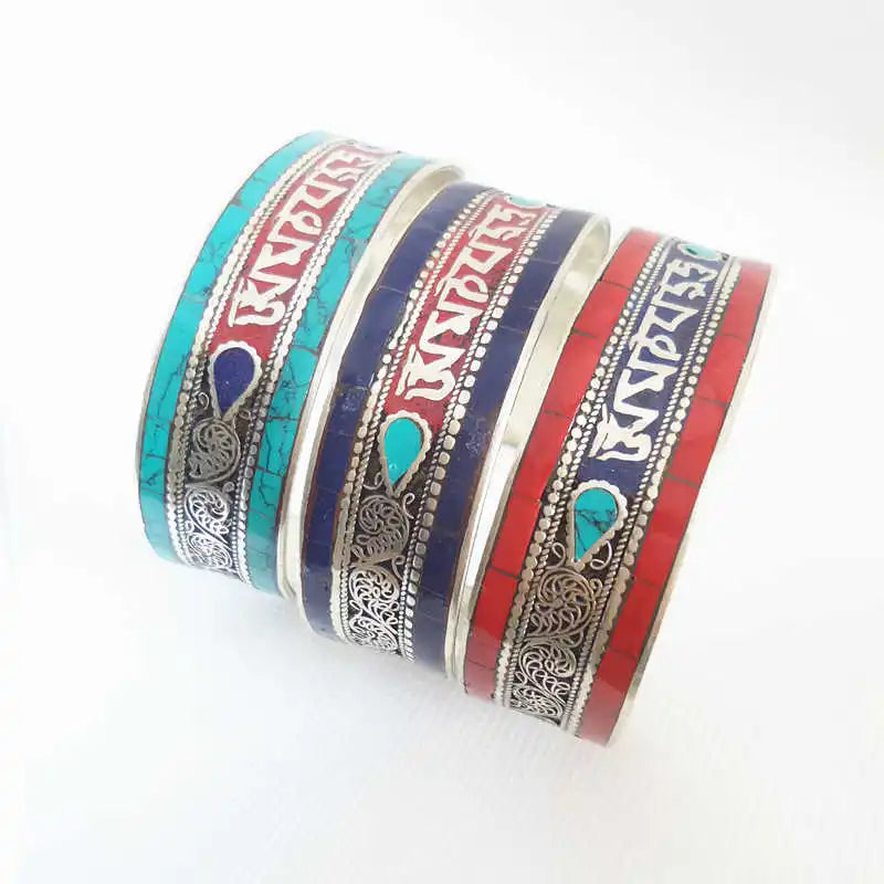 Bracelet Jonc Tibétain Mantra et OM – Alliage de Cuivre
