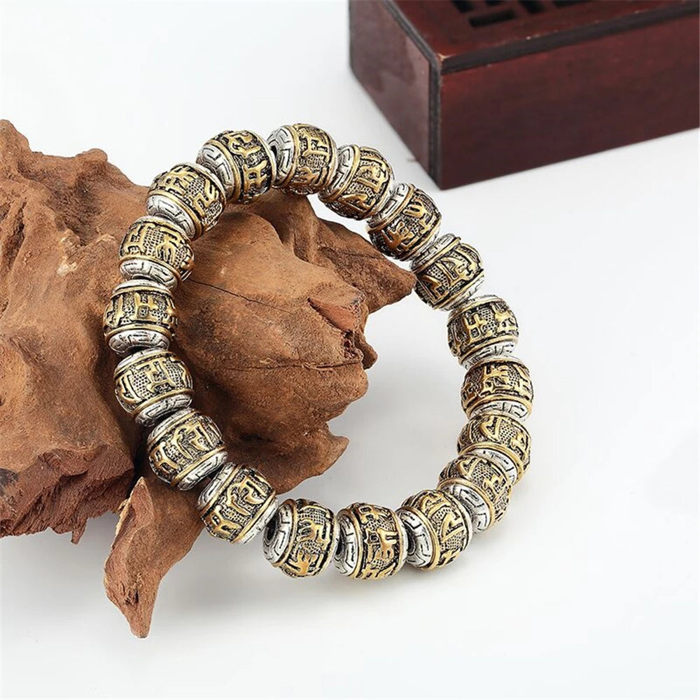 Bracelet tibétain bouddhiste en perles mantra Om